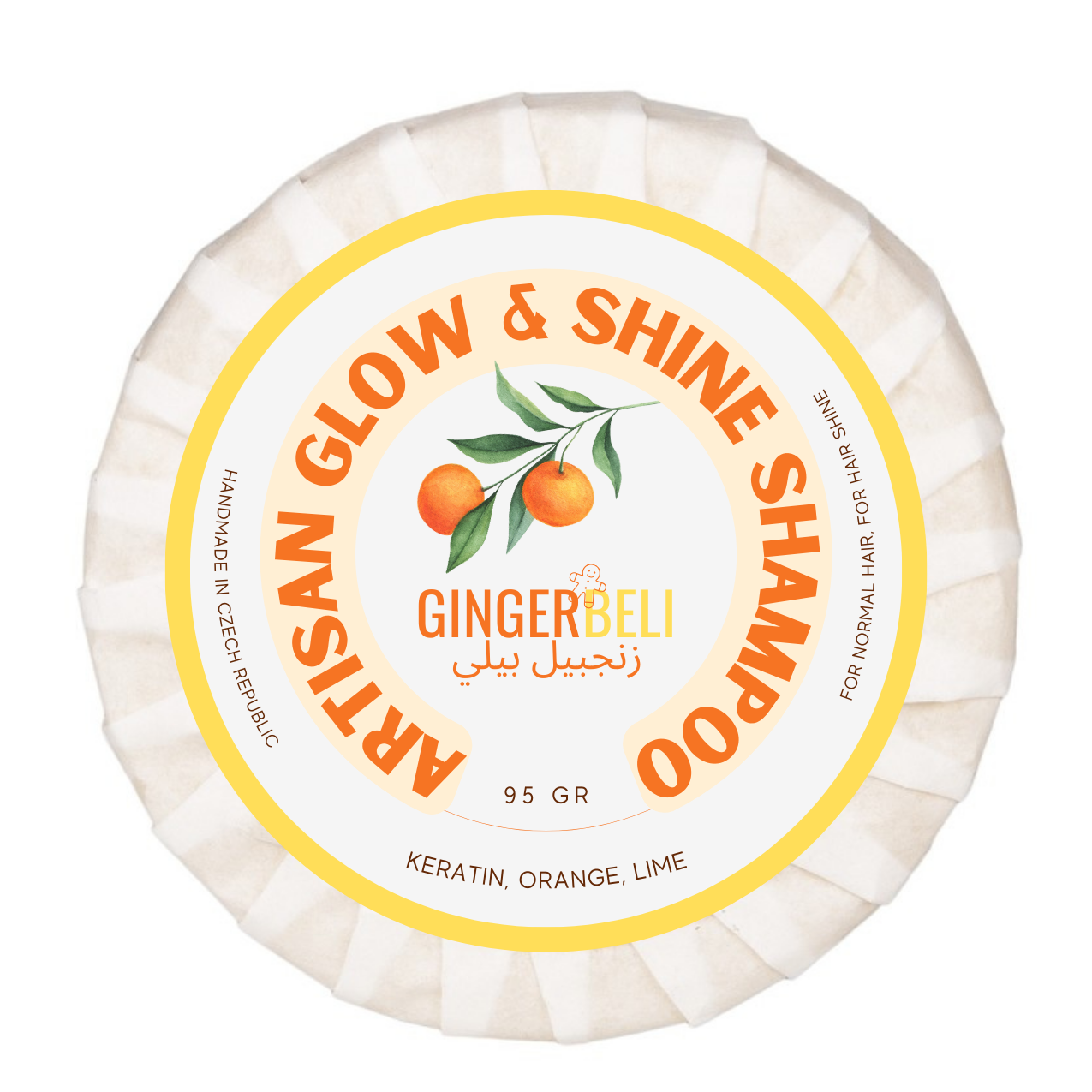 Gingerbeli Gloss & Shine Shampoo Bar | Handmade | Keratin, Orange & Lime