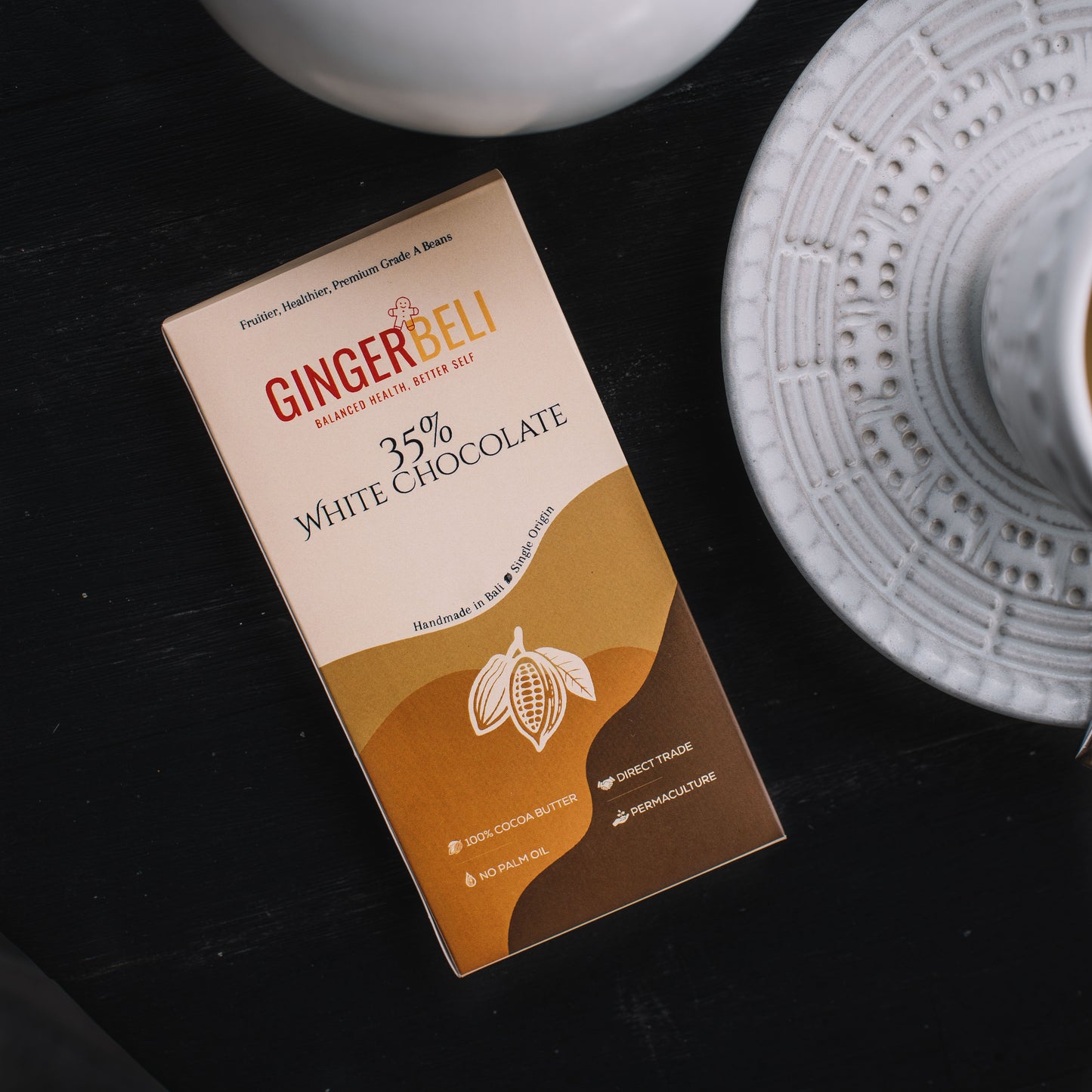 GINGERBELI 35 % White Organic Chocolate
