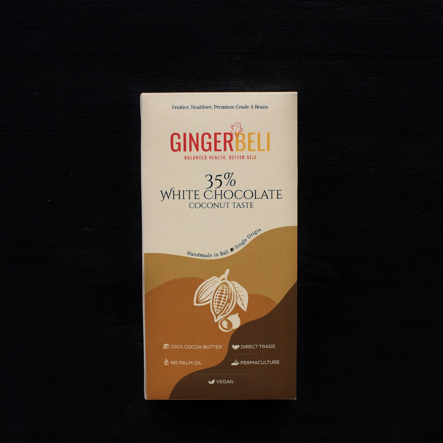 GINGERBELI 35 % White Coconut Organic Chocolate